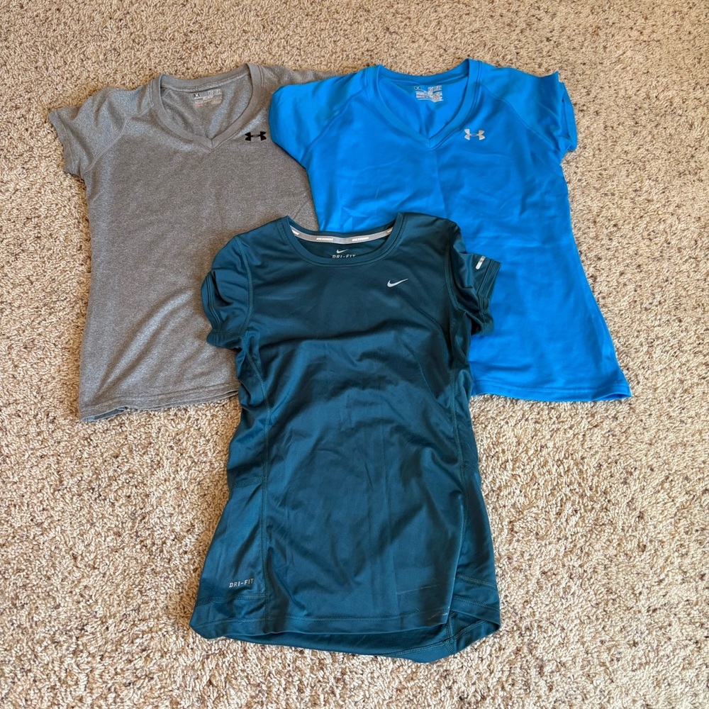 Nike and Under Armour Athletic Shirts for Women Size XS